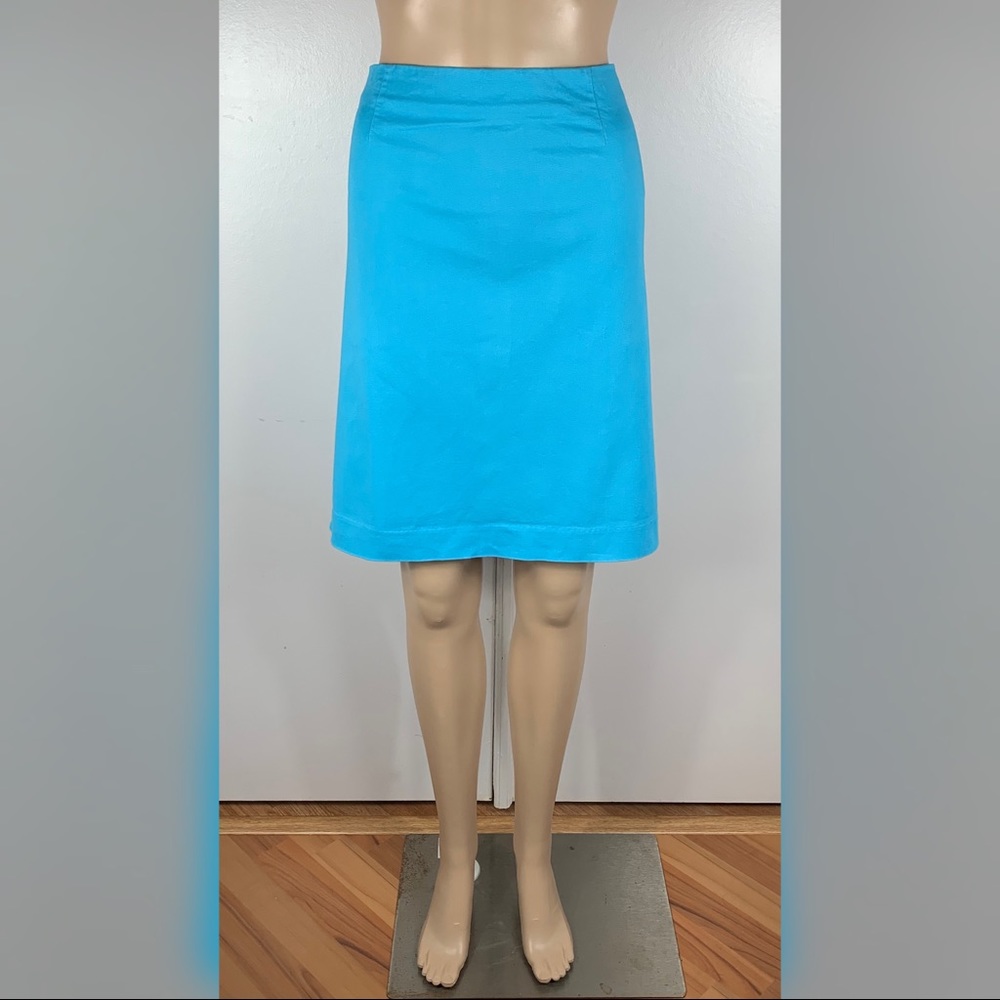 J. JILL Size 12 Turquoise Stretch Pencil Skirt